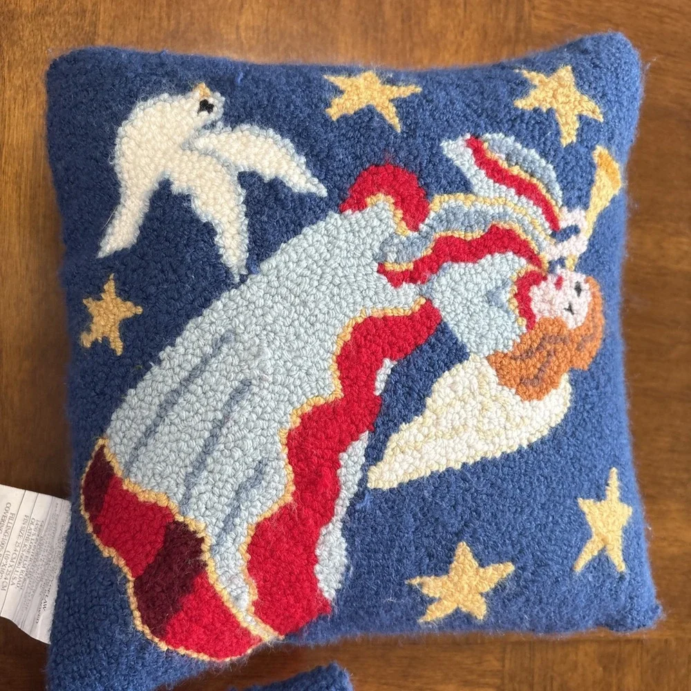 Set Of Two 10x10 Christmas Pillows Santa‎ And Angel